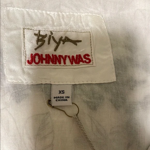 Biya Johnny Was Kanchan Dress, white and black silk, lined, NWT, pockets - Picture 4 of 11